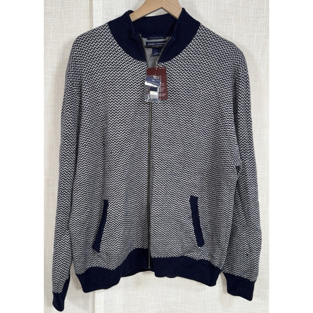 NEW Daniel Cremieux Extra Fine Merino Wool Sweater Men's XL Navy Full Zip NWT‎